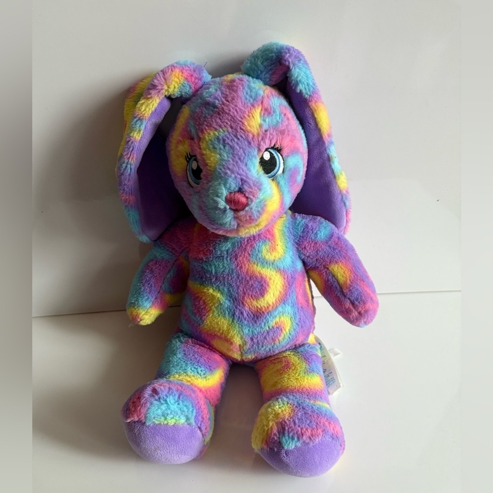 Build A Bear Spring Splash Swirl Bunny Rabbit Plush Purple Pastel 17” Clean EUC